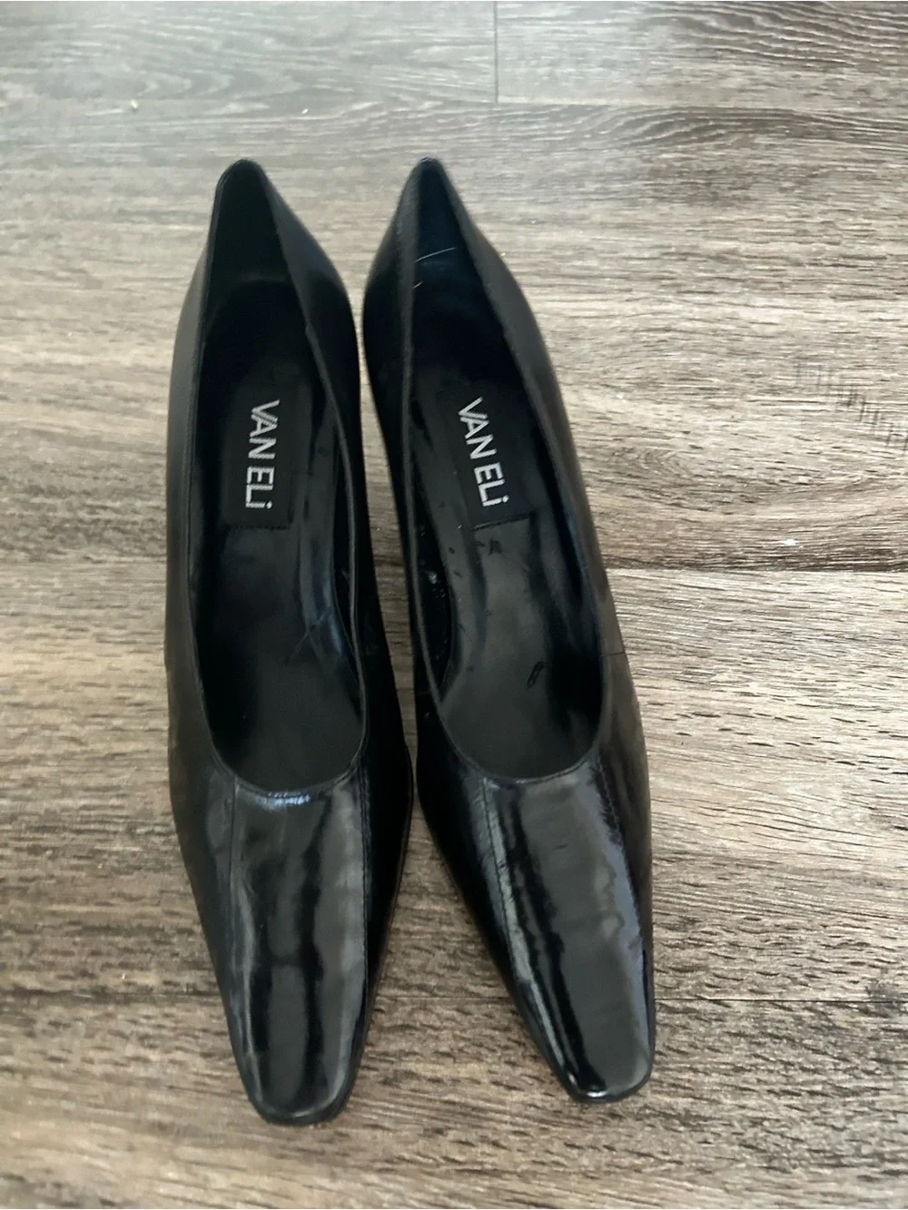 Vaneli Black Patent Leather Square-Toe Pumps